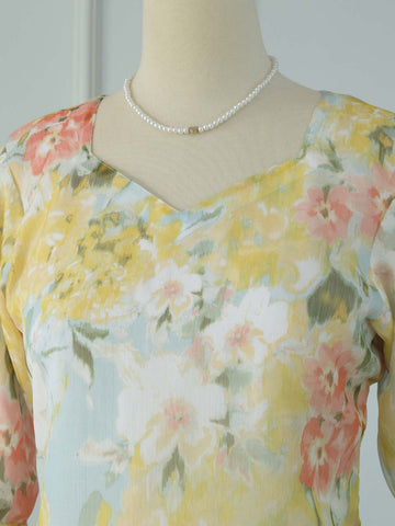 KIARA - PASTEL YELLOW FLORAL FAIRY KURTI