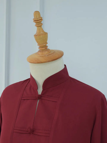 MEILIN - MAROON MANDARIN TOP