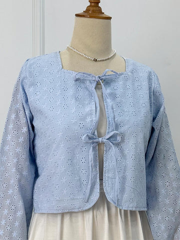 FELIA - BLUE TIE FRONT CUTWORK COVERUP