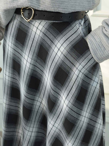 ASHEN WHITE - BLACK & WHITE CHECKERED SKIRT