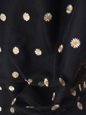 BLACK DAISY - BLACK BUTTON-FRONT TOP