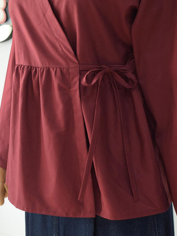 AMORA - MAROON WRAP TOP
