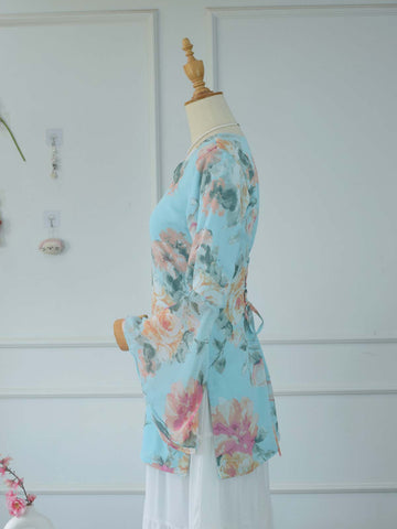 ALARA - AQUA BLUE FLORAL FAIRY KURTI