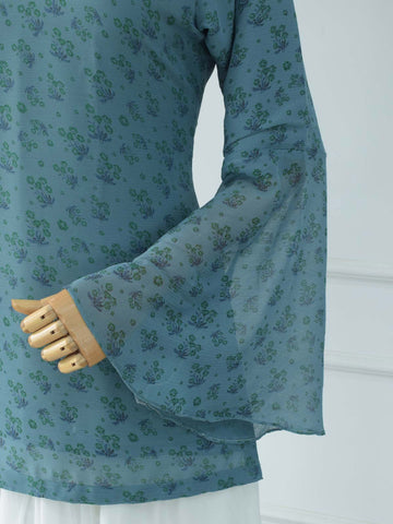 VIRELLE - TEAL FLORAL FAIRY KURTI