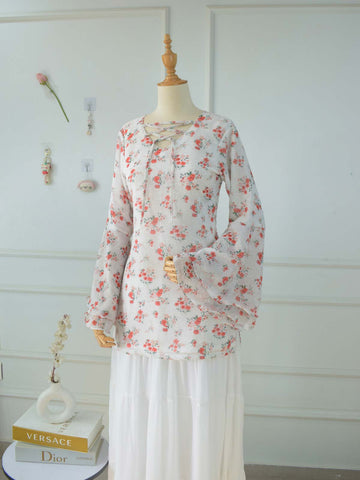 LIYANA - WHITE FLORAL FAIRY KURTI