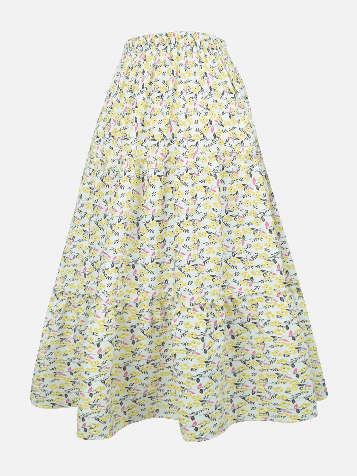 ELARIA - YELLOW FLORAL 3 TIERED SKIRT
