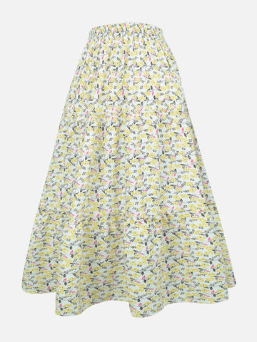 ELARIA - YELLOW FLORAL 3 TIERED SKIRT