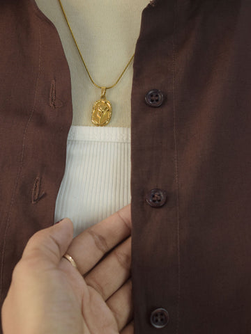 ESPRESSO - BROWN OVERSIZED BUTTON-DOWN SHIRT