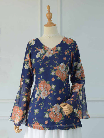 ISMARA - DARK BLUE FLORAL FAIRY KURTI