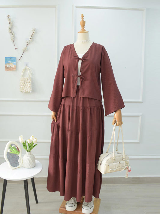 LYRA - ROSY BROWN FRONT TIE COVERUP TOP