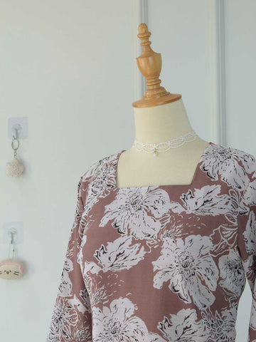 BRUNELIA - PINKISH BROWN FLORAL FAIRY KURTI