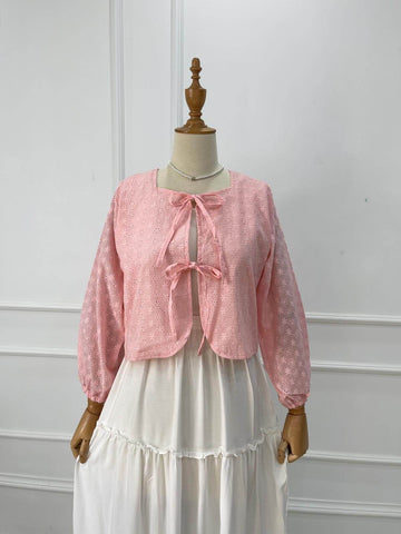 JULIE - PINK TIE FRONT CUTWORK COVERUP