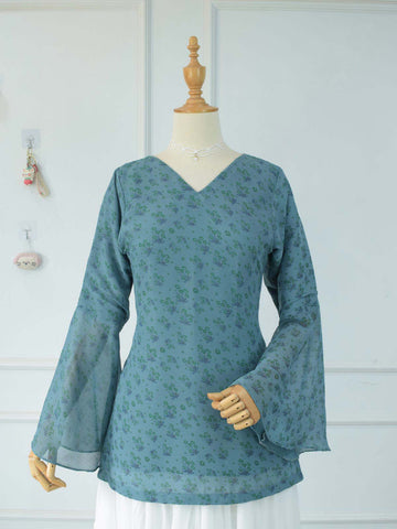 VIRELLE - TEAL FLORAL FAIRY KURTI