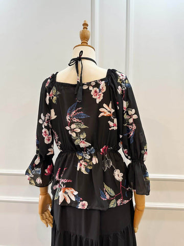 MIDNIGHT BLOOM - BlACK FLORAL BLOUSE