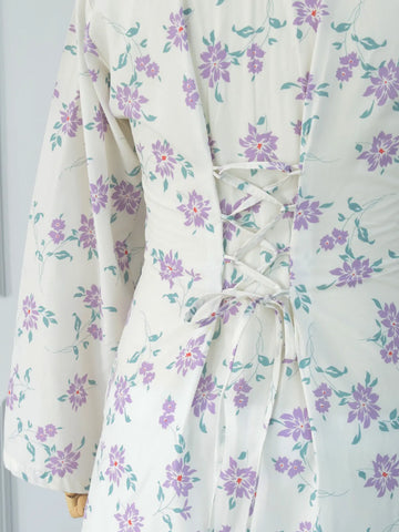LILAC FLORA - WHITE FLORAL CORSET KURTI