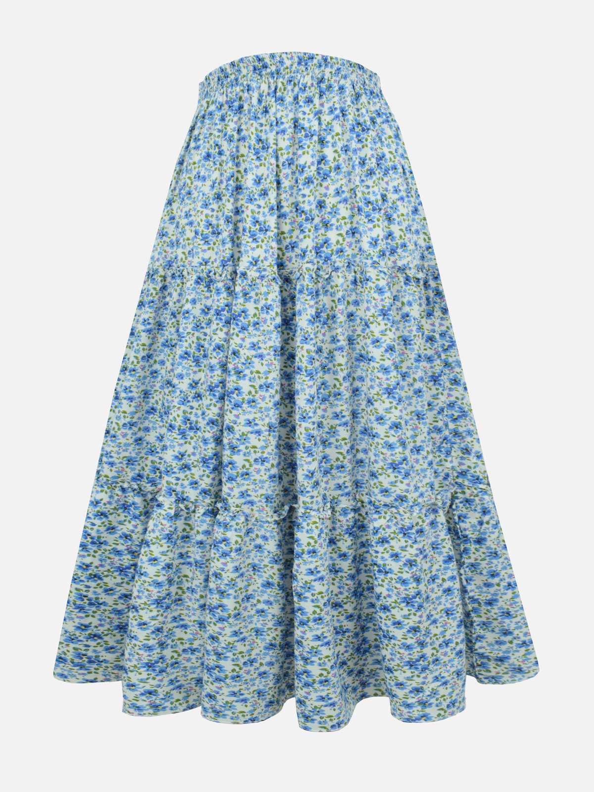 MELIORA - BLUE FLORAL 3 TIERED SKIRT