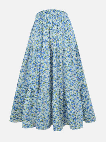 MELIORA - BLUE FLORAL 3 TIERED SKIRT
