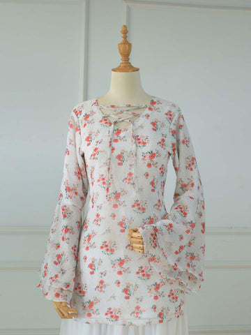 LIYANA - WHITE FLORAL FAIRY KURTI