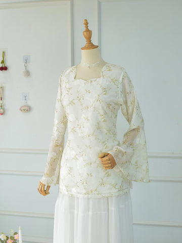 SOLENNE - PASTEL OLIVE FLORAL FAIRY KURTI