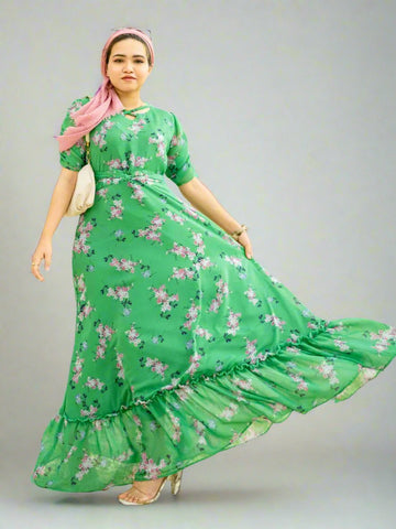 GREEN MERRY LONG DRESS