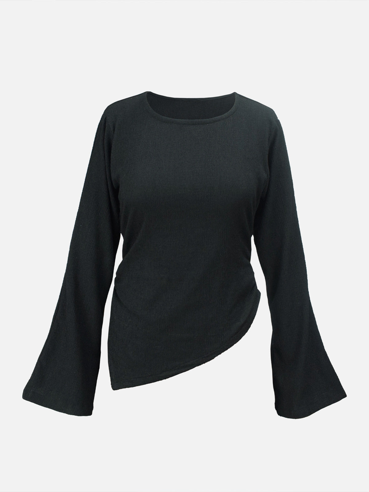 VESPER - BLACK TEXTURED ASYMMETRICAL TOP