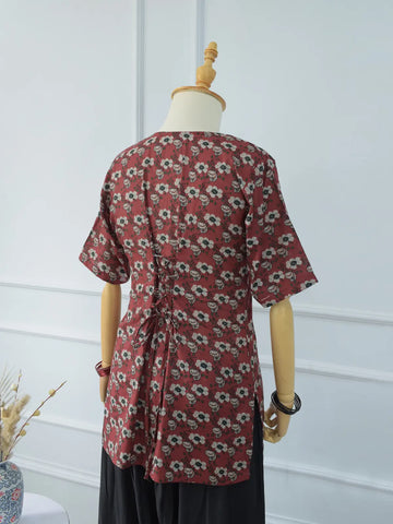 ROSE BLOOM - MAROON FLORAL CORSET KURTI