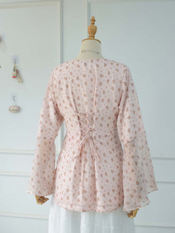 CALISTA - PEACHY PINK HEART PRINTED FAIRY KURTI