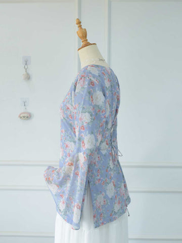 NERINA - PASTEL BLUE FLORAL FAIRY KURTI