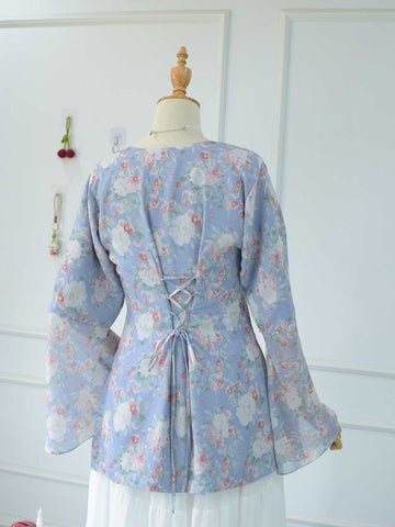 NERINA - PASTEL BLUE FLORAL FAIRY KURTI