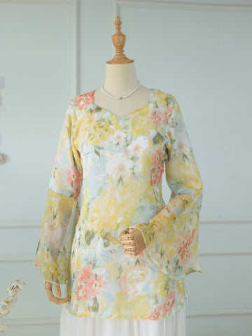KIARA - PASTEL YELLOW FLORAL FAIRY KURTI