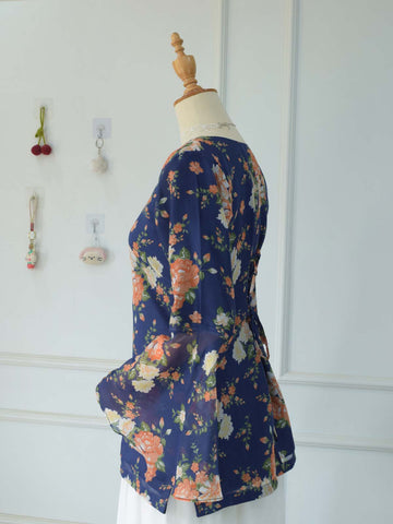 ISMARA - DARK BLUE FLORAL FAIRY KURTI