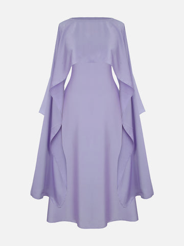 ELYSIA - LILAC SILK CAPE DRESS