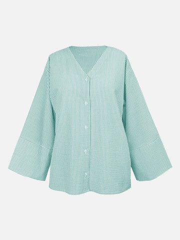 VERALINE - GREEN TEXTURED STRIPE TOP