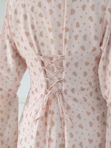 CALISTA - PEACHY PINK HEART PRINTED FAIRY KURTI