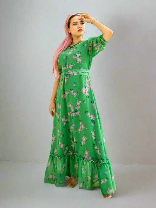 GREEN MERRY LONG DRESS