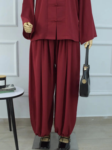 MEILIN - MAROON MANDARIN TOP