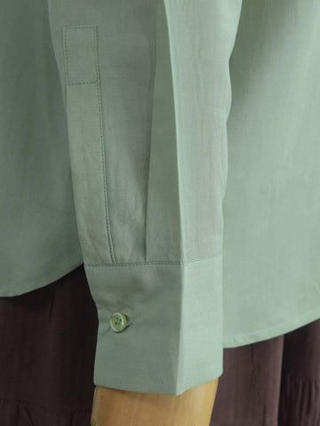 SAGE DEW - SAGE GREEN OVERSIZED BUTTON-DOWN SHIRT