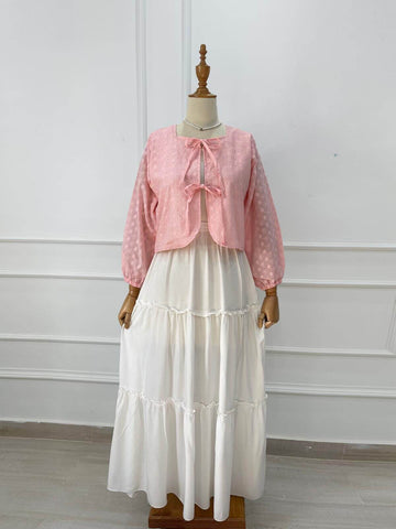 JULIE - PINK TIE FRONT CUTWORK COVERUP