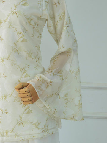 SOLENNE - PASTEL OLIVE FLORAL FAIRY KURTI