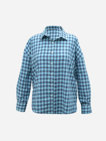 AERIS - BLUE CHECKERED OVERSIZED BUTTON-DOWN SHIRT