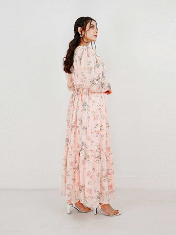 ANGELIC - PINK LONG FLORAL DRESS