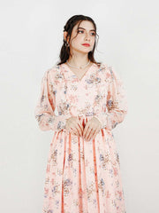 ANGELIC - PINK LONG FLORAL DRESS