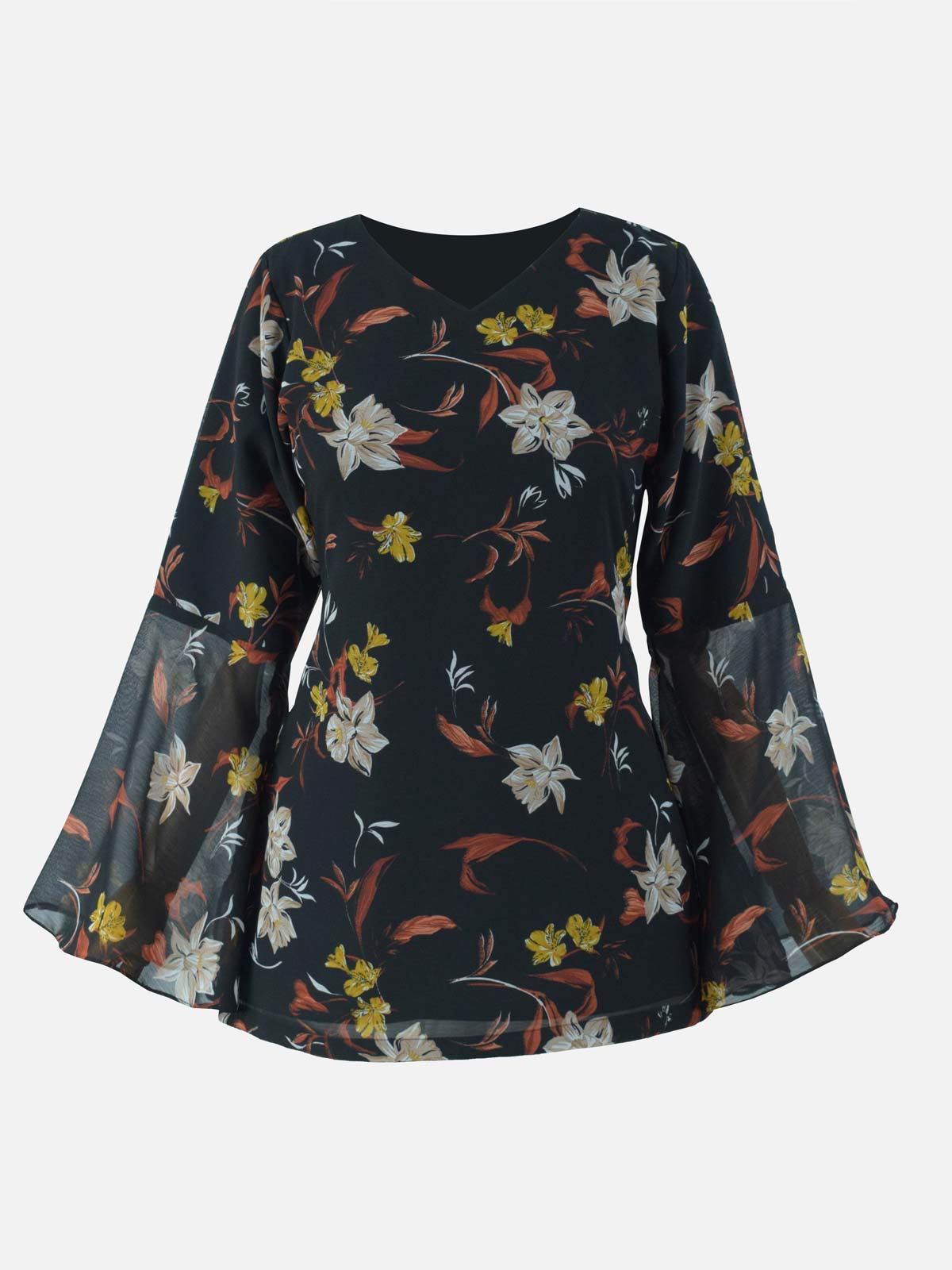 VAELORA - BLACK FLORAL FAIRY KURTI