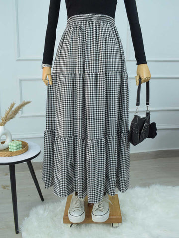 GINGHAM - BLACK & WHITE CHECKERED 3 TIERED SKIRT