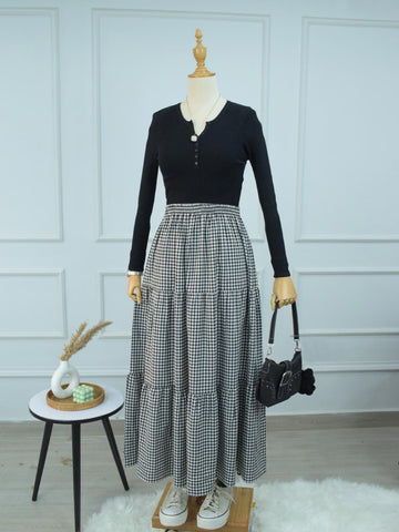 GINGHAM - BLACK & WHITE CHECKERED 3 TIERED SKIRT