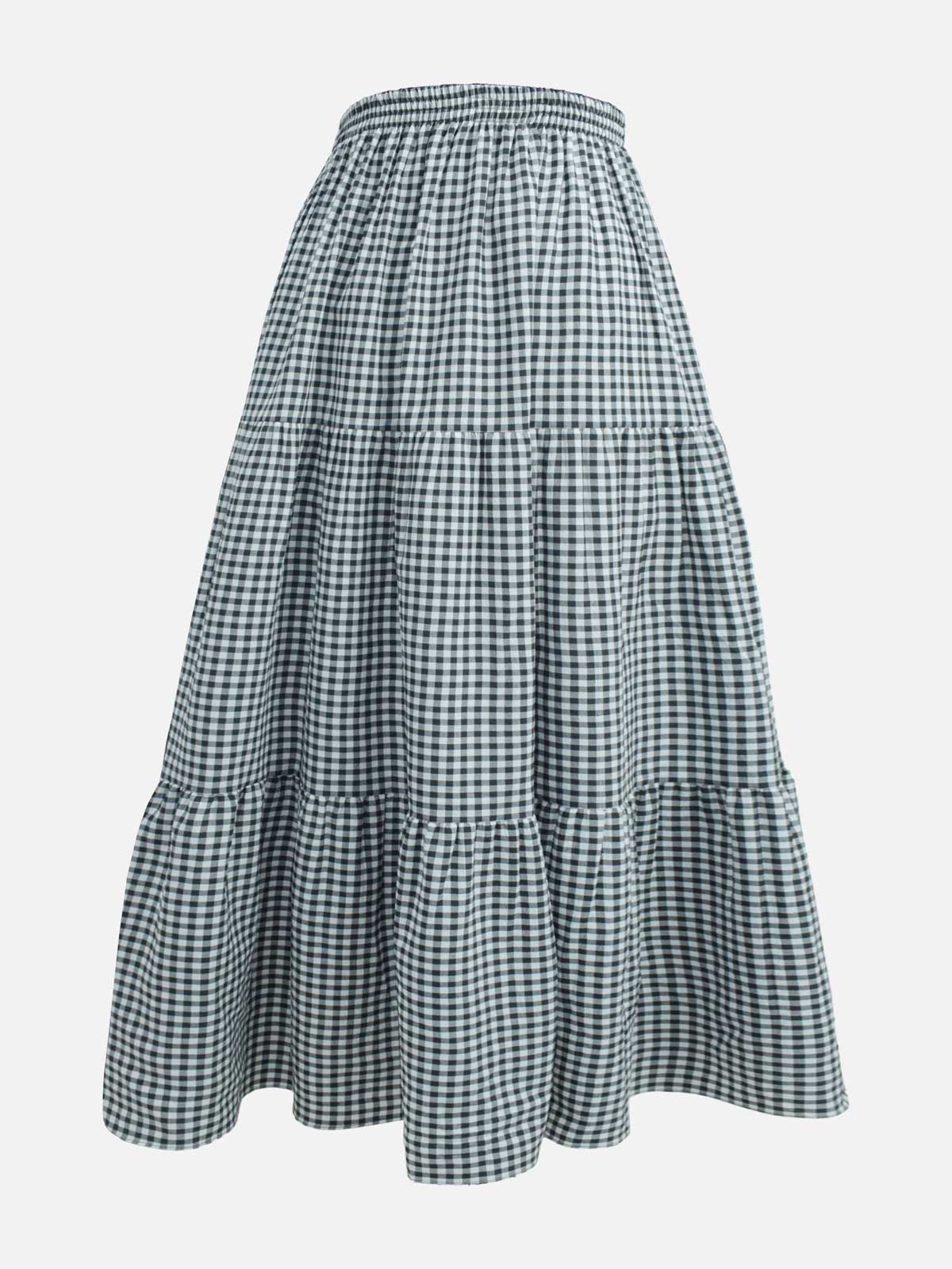 GINGHAM - BLACK & WHITE CHECKERED 3 TIERED SKIRT