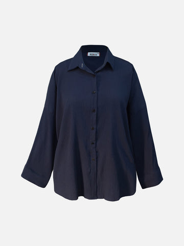 Blair navy blue textured oversized shirt