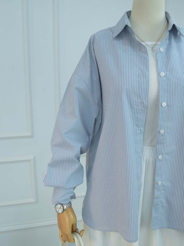SKYLINE - BLUE STRIPES OVERSIZED BUTTON-DOWN SHIRT