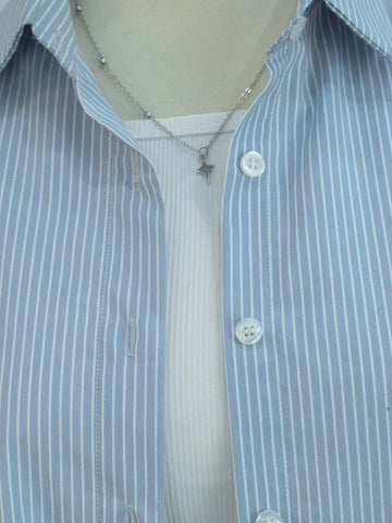 SKYLINE - BLUE STRIPES OVERSIZED BUTTON-DOWN SHIRT