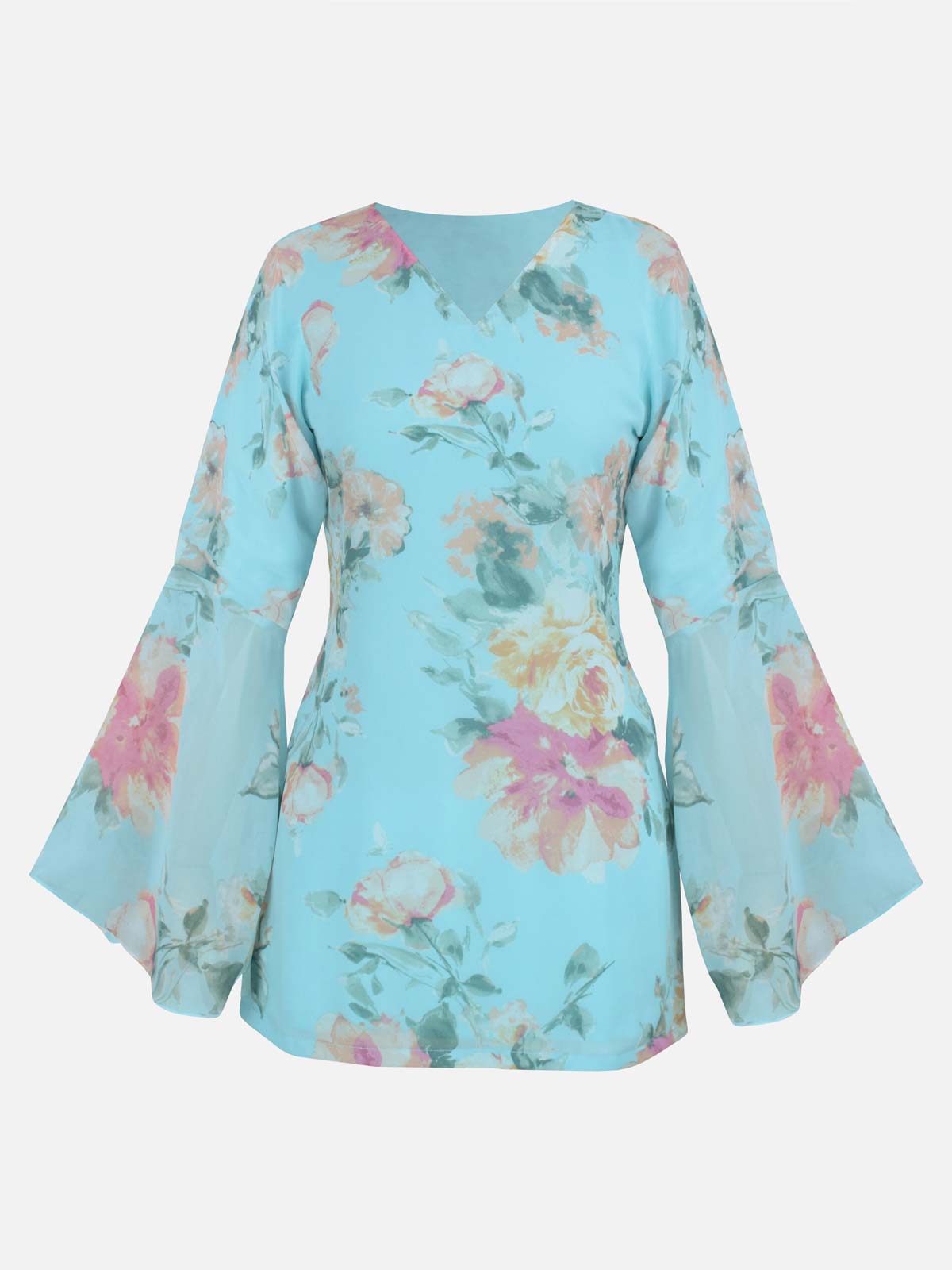 ALARA - AQUA BLUE FLORAL FAIRY KURTI